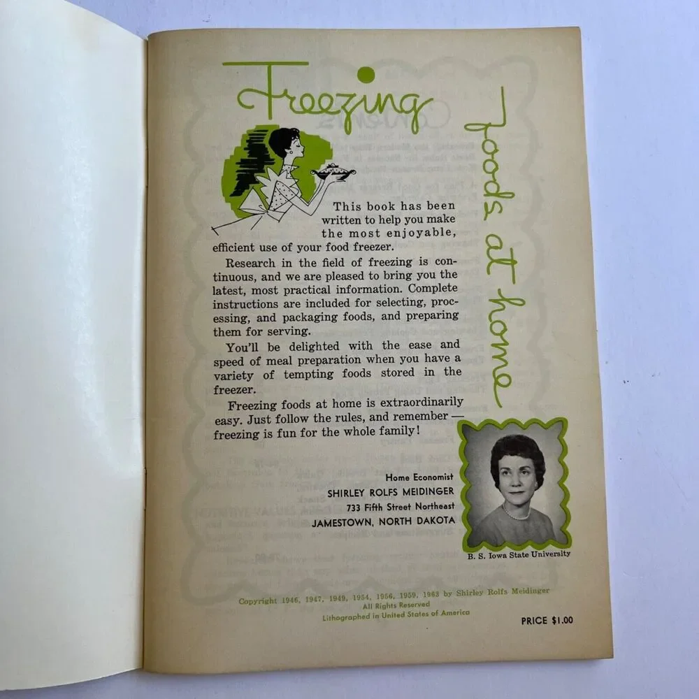 Vintage 1963 Cookbook Freezing Foods at Home Paperback